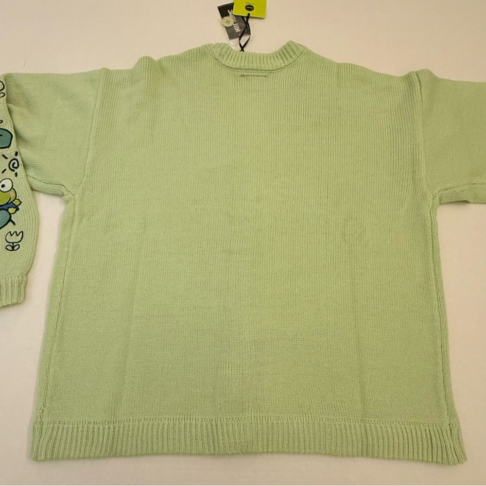 Sanrio Keroppi Light Green Embroidered Skimmer Cardigan Sweater - Picture 6 of 10
